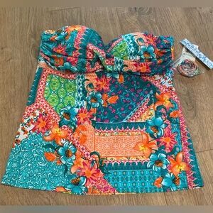 Into The Blue Floral Print Tankini Swim  Top